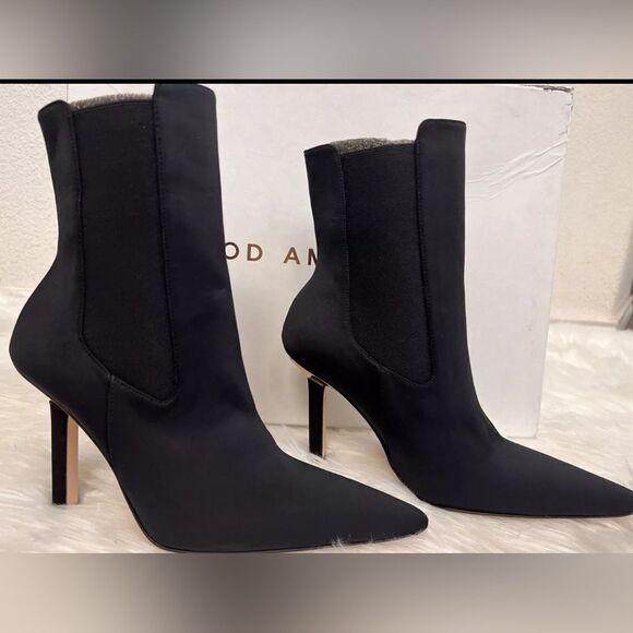 NIB Good American Women’s Black Scuba Neoprene Kickstand Heel Boots - Size 5.5 - Picture 2 of 13